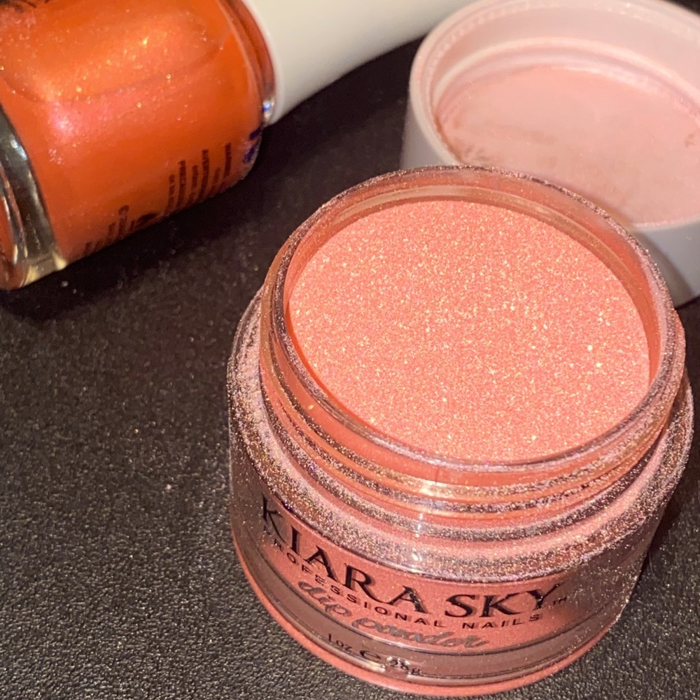 Kiara Sky Cocoa Coral dip powder and gel polish